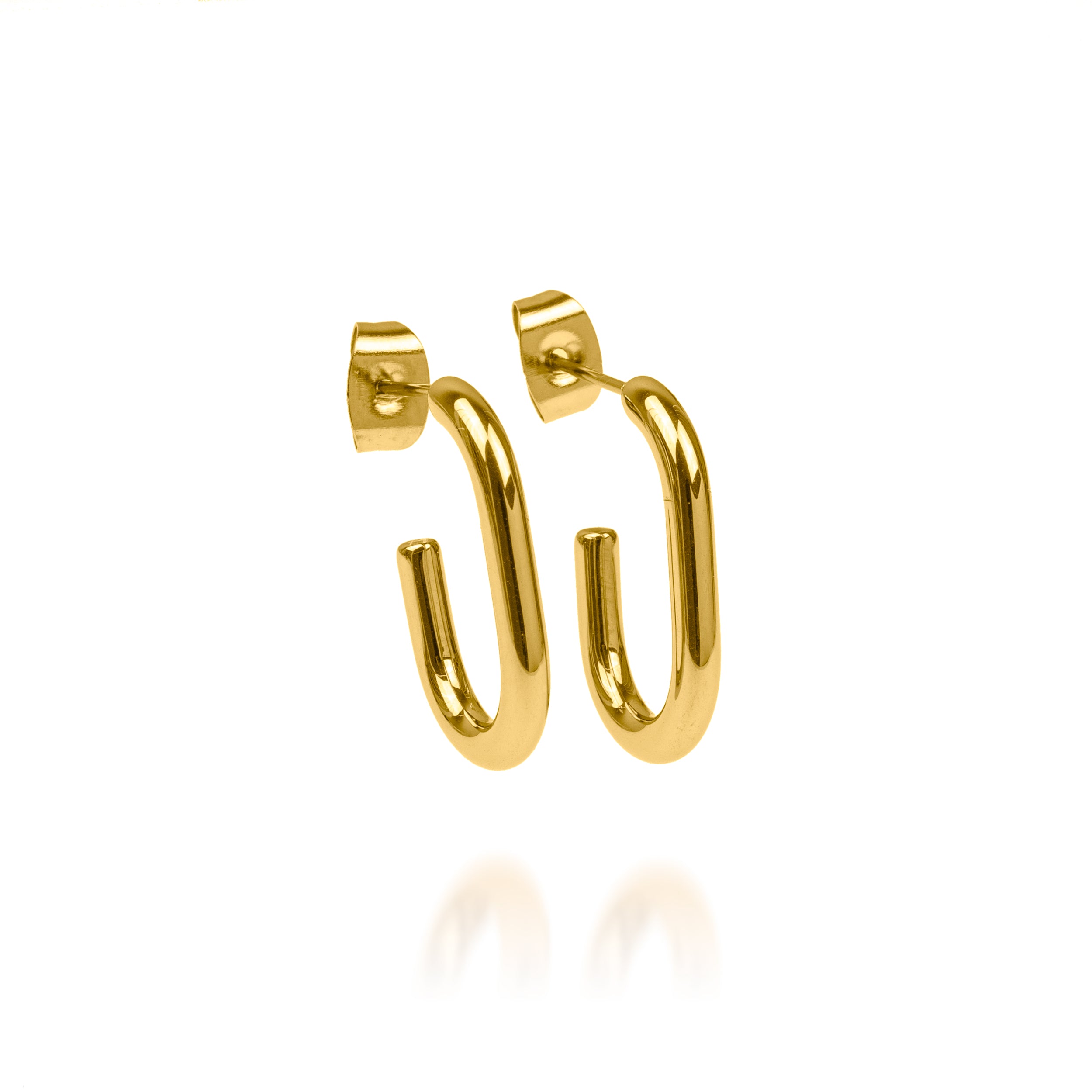 C-shaped quarter cut earrings, gold