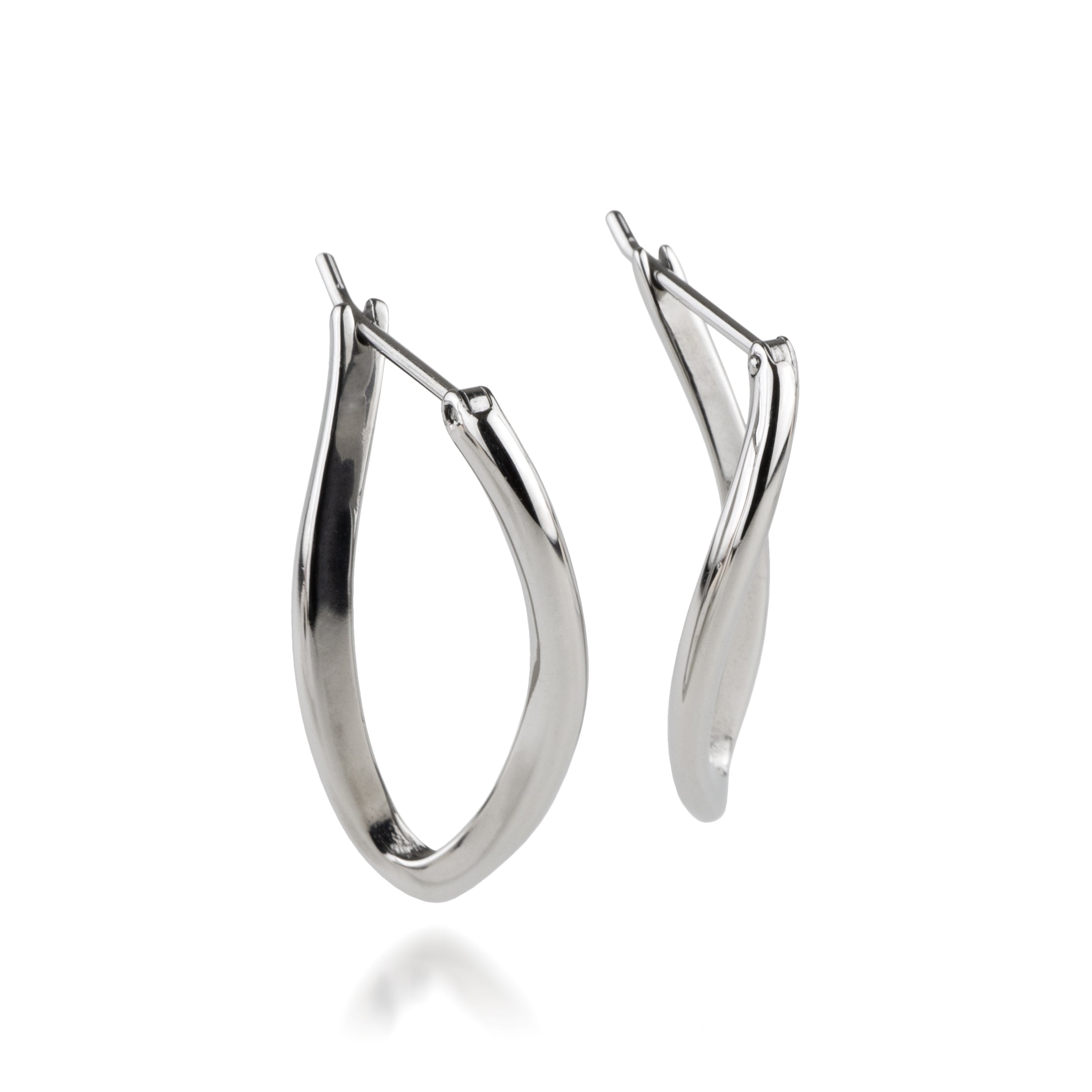 Wave Hoop Earrings Silver