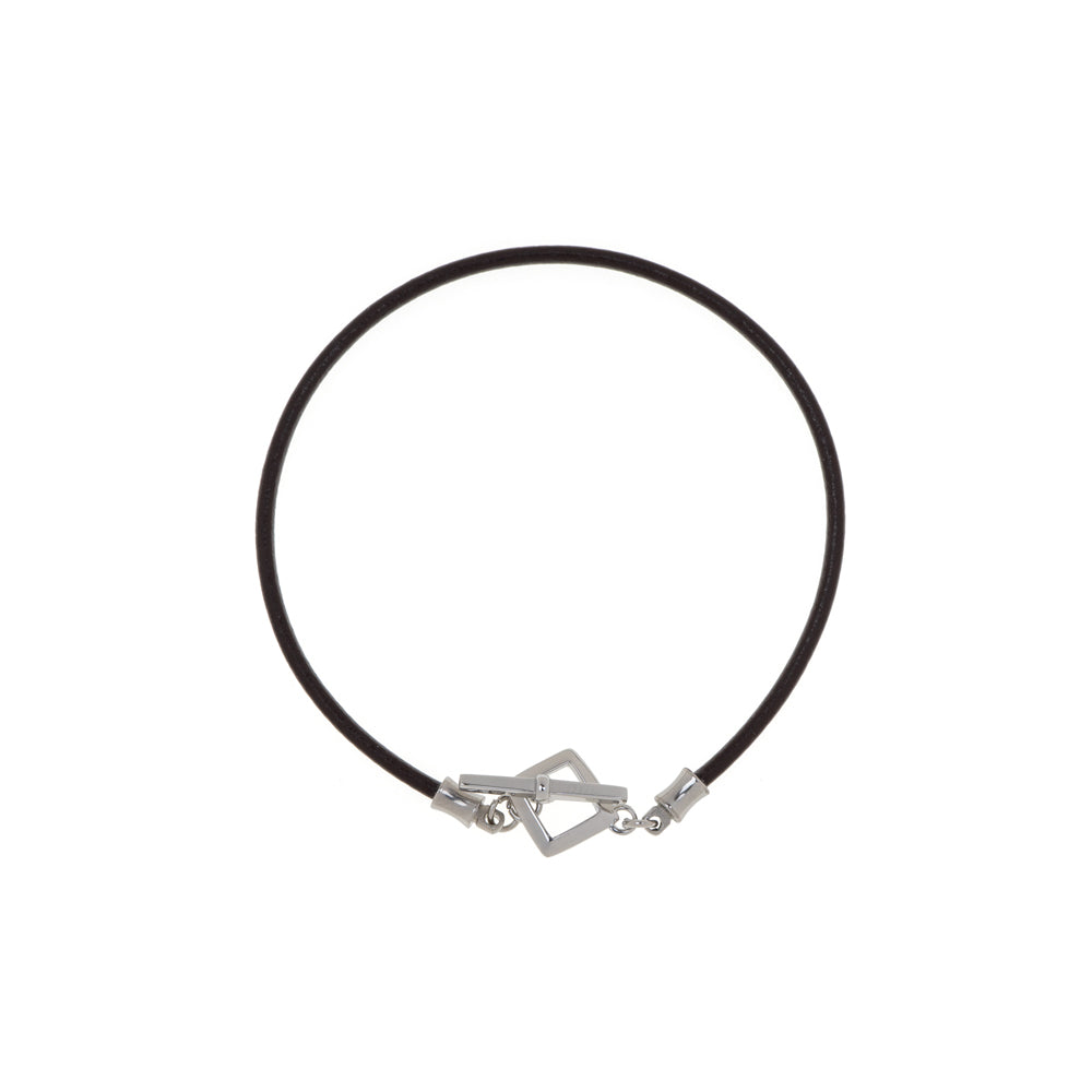 Leather Mantel Bracelet Silver