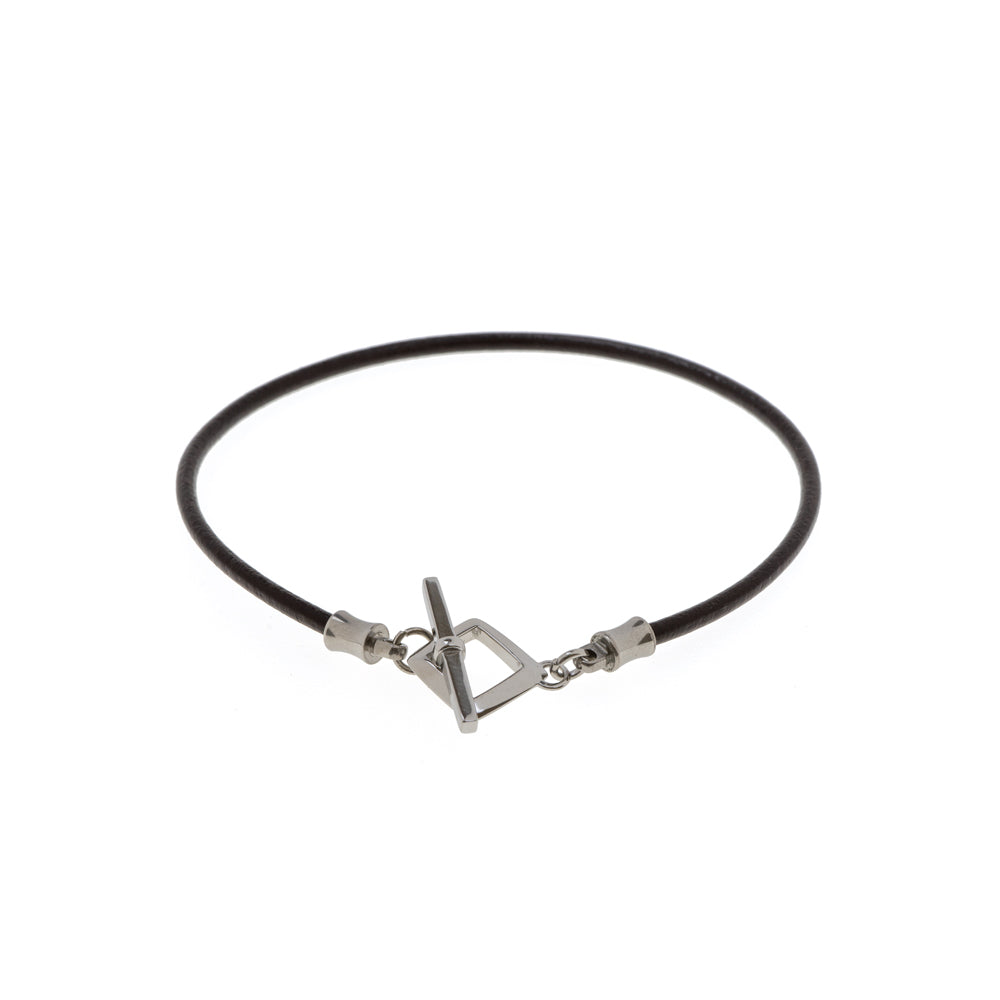 Leather Mantel Bracelet Silver