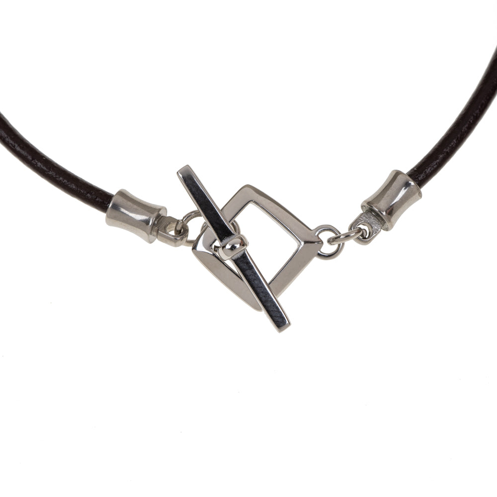 Leather Mantel Bracelet Silver