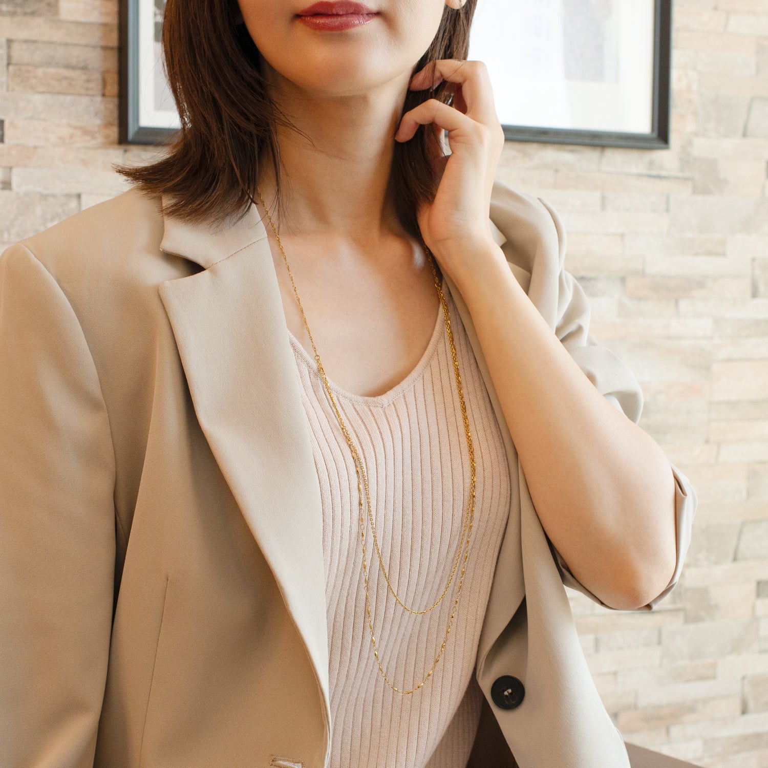 4way long necklace B gold