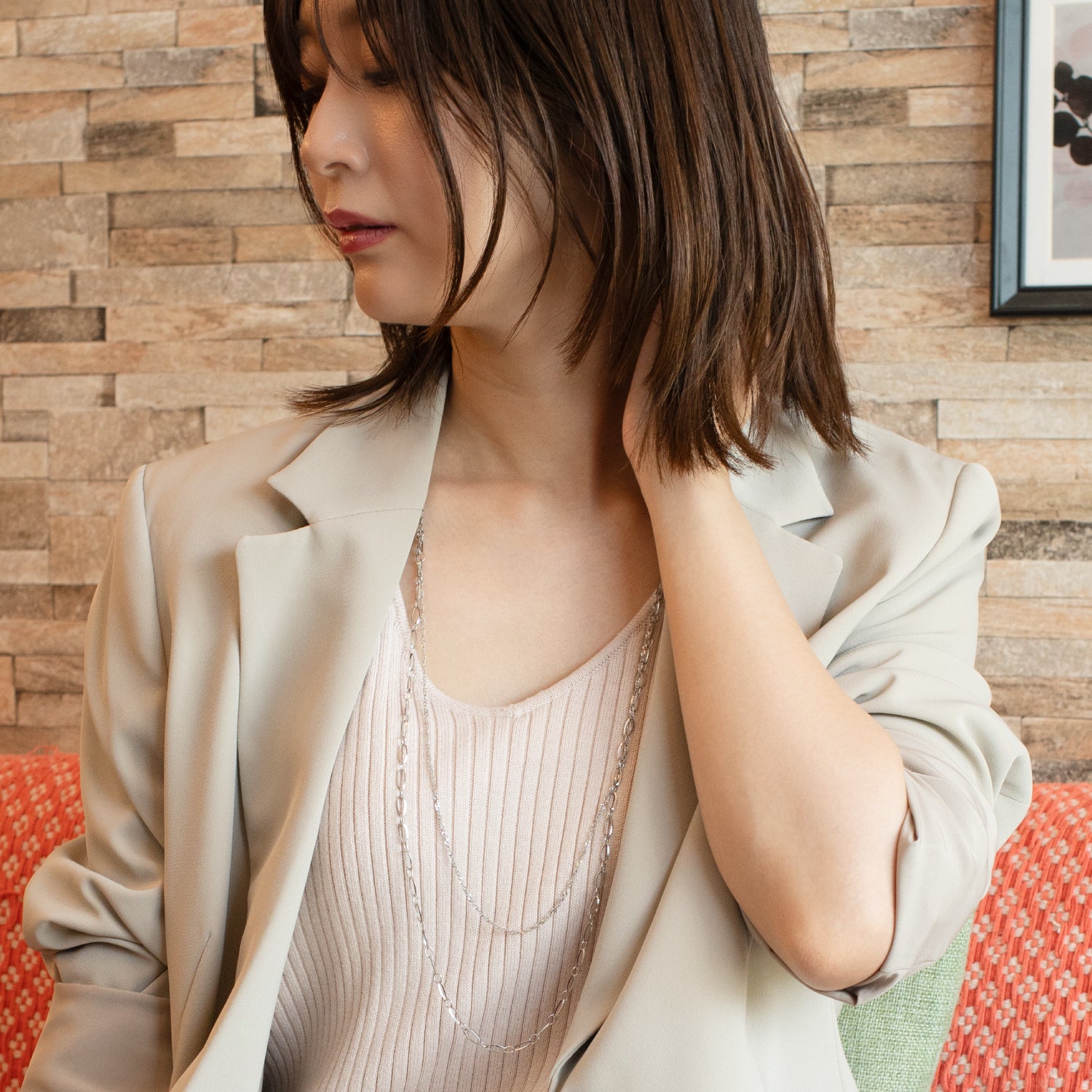 4way long necklace C silver