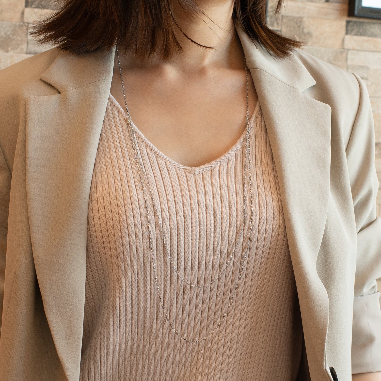 4way long necklace B silver