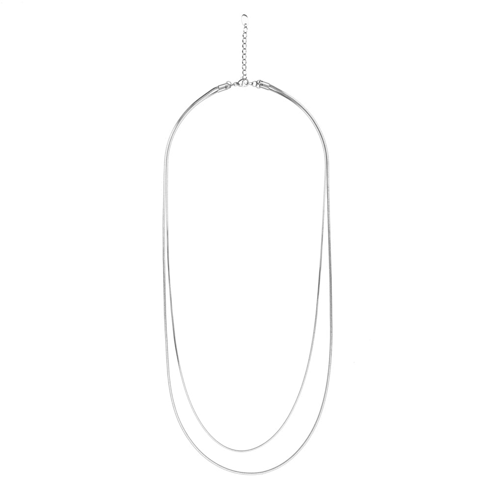 Layered Chain Necklace Silver