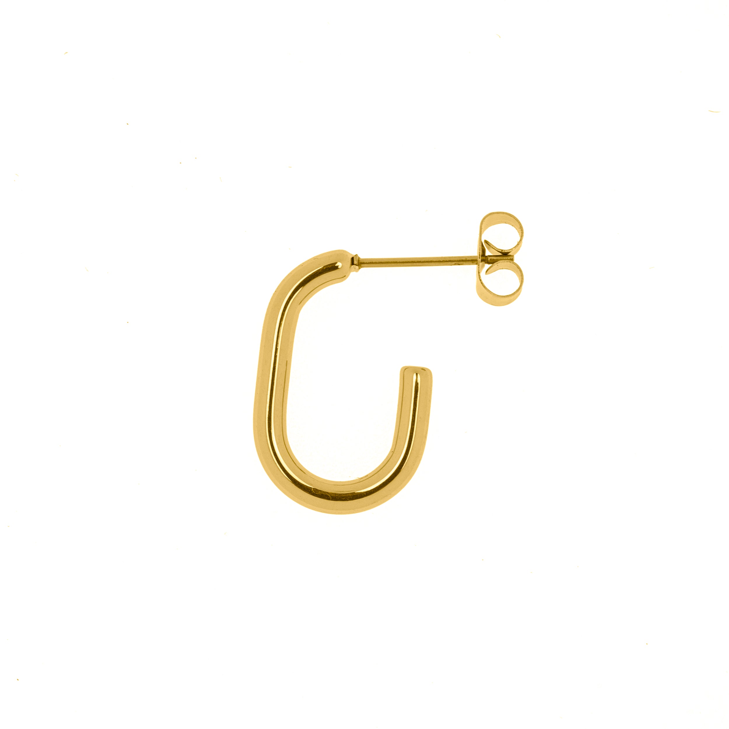 C-shaped quarter cut earrings, gold