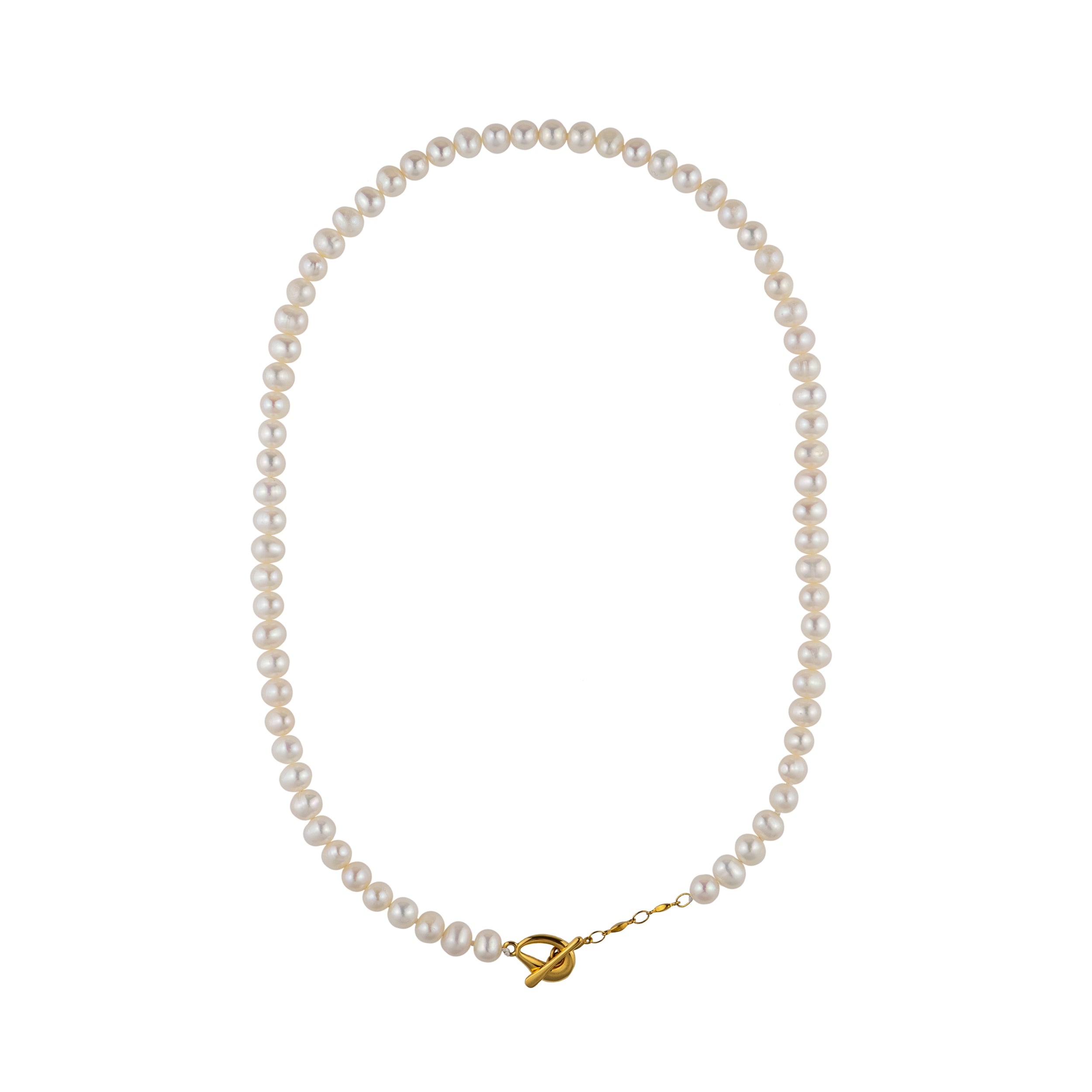 Mantel necklace, white pearl and gold