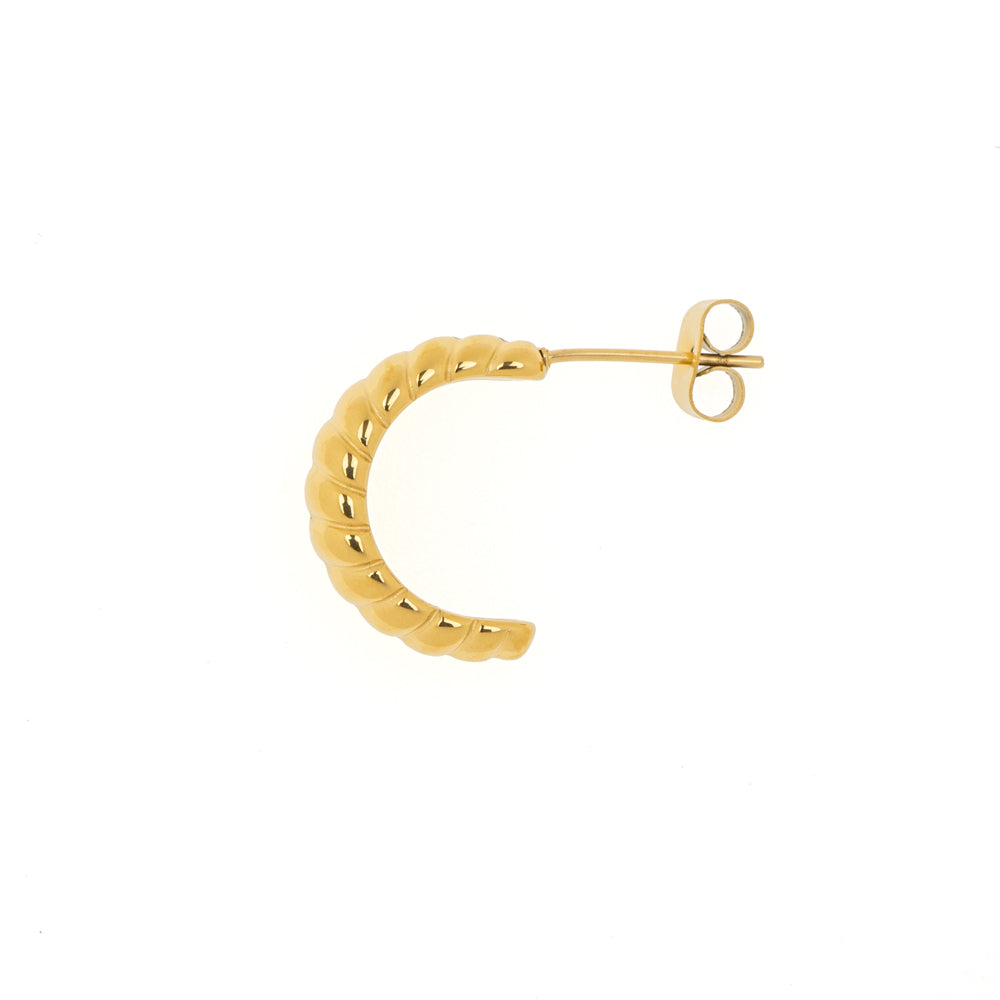 C-shaped earrings, crescent, gold