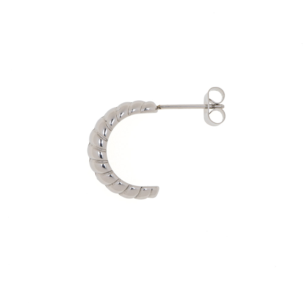C-shaped earrings, crescent, silver