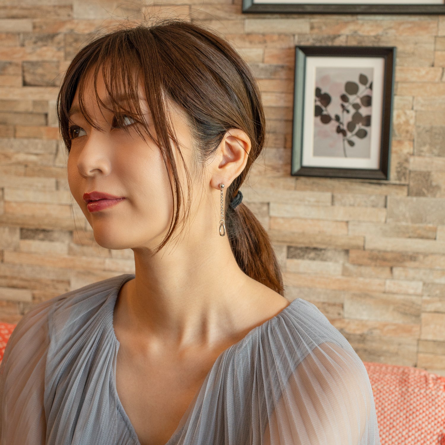Chain Earrings D Silver